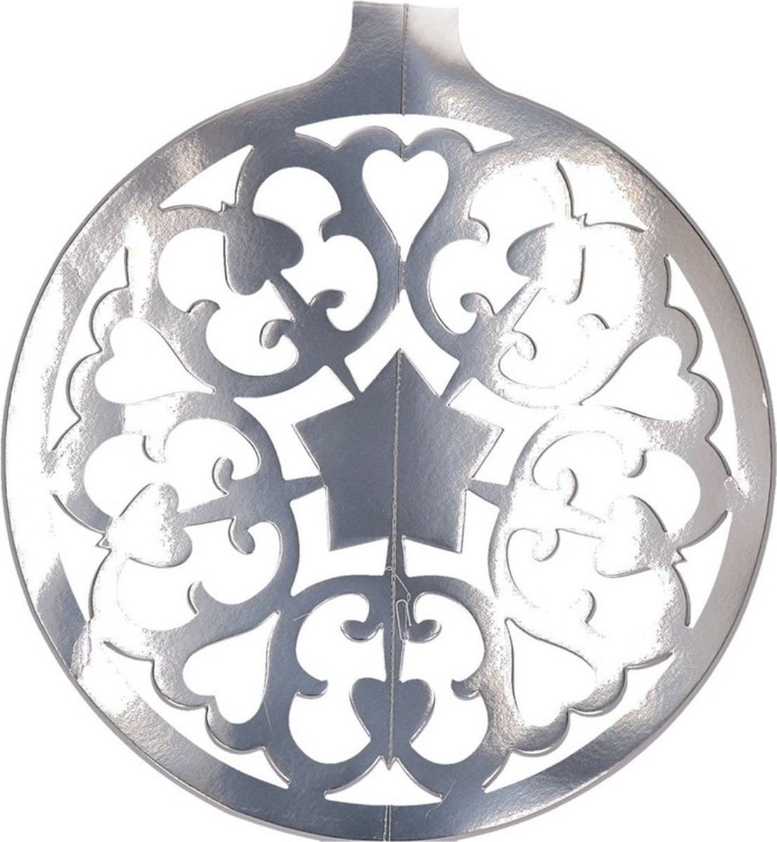 Zilveren kerstbal hangdecoratie, 49 cm lang.