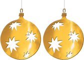 3x stuks kerstbal hangdecoratie goud 30 cm van karton - Kerstversiering - Kerstdecoratie