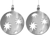 2x stuks kerstballen hangdecoratie zilver 40 cm van karton - Kerstversiering - Kerstdecoratie