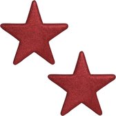 2x Grandes étoiles scintillantes rouges Décorations de Noël / Décoration de Noël 40 cm - Grandes décorations de Noël / Décorations de Noël