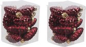24x Dennenappel kersthangers/kerstballen donkerrood van glas - 6 cm - mat/glans - Kerstboomversiering