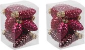 24x Dennenappel kersthangers/kerstballen rood/donkerrood van glas - 6 cm - mat/glans - Kerstboomversiering