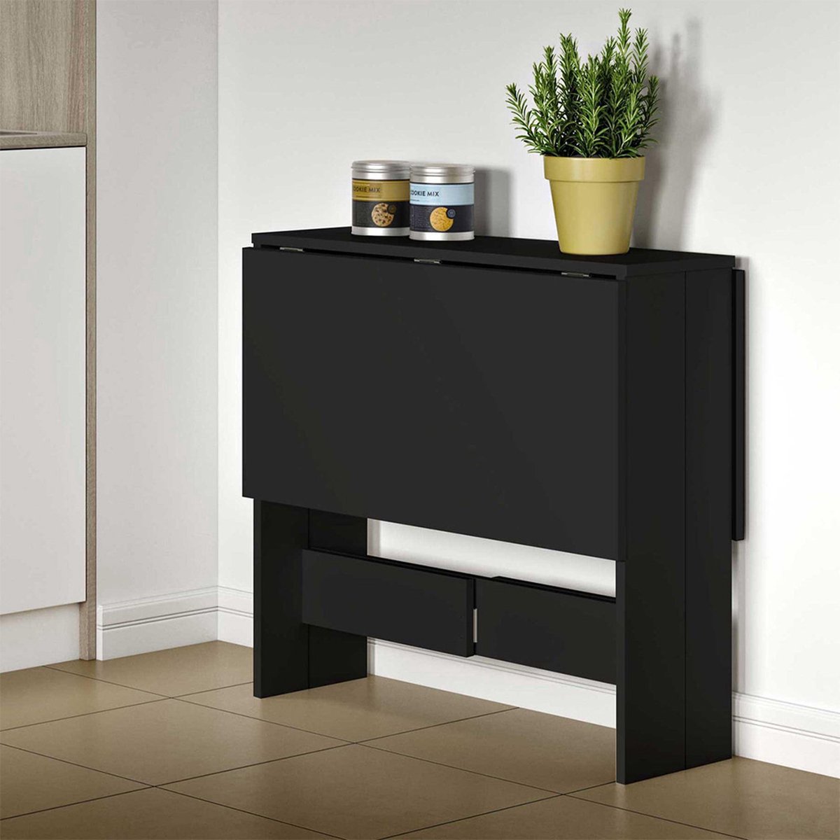 buybyroom Scandinavische moderne ronde eettafel, minimalistische kleine tafel voor keuken, eetkamer en woonkamer, zwart buybyroom Scandinavische moderne ronde eettafel, minimalistische kleine tafel voor keuken, eetkamer en woonkamer, zwart