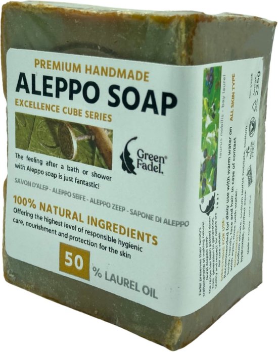Green Fadel Aleppo Zeep - 50% Laurier Handzeep - Natuurlijke Groene Zeep