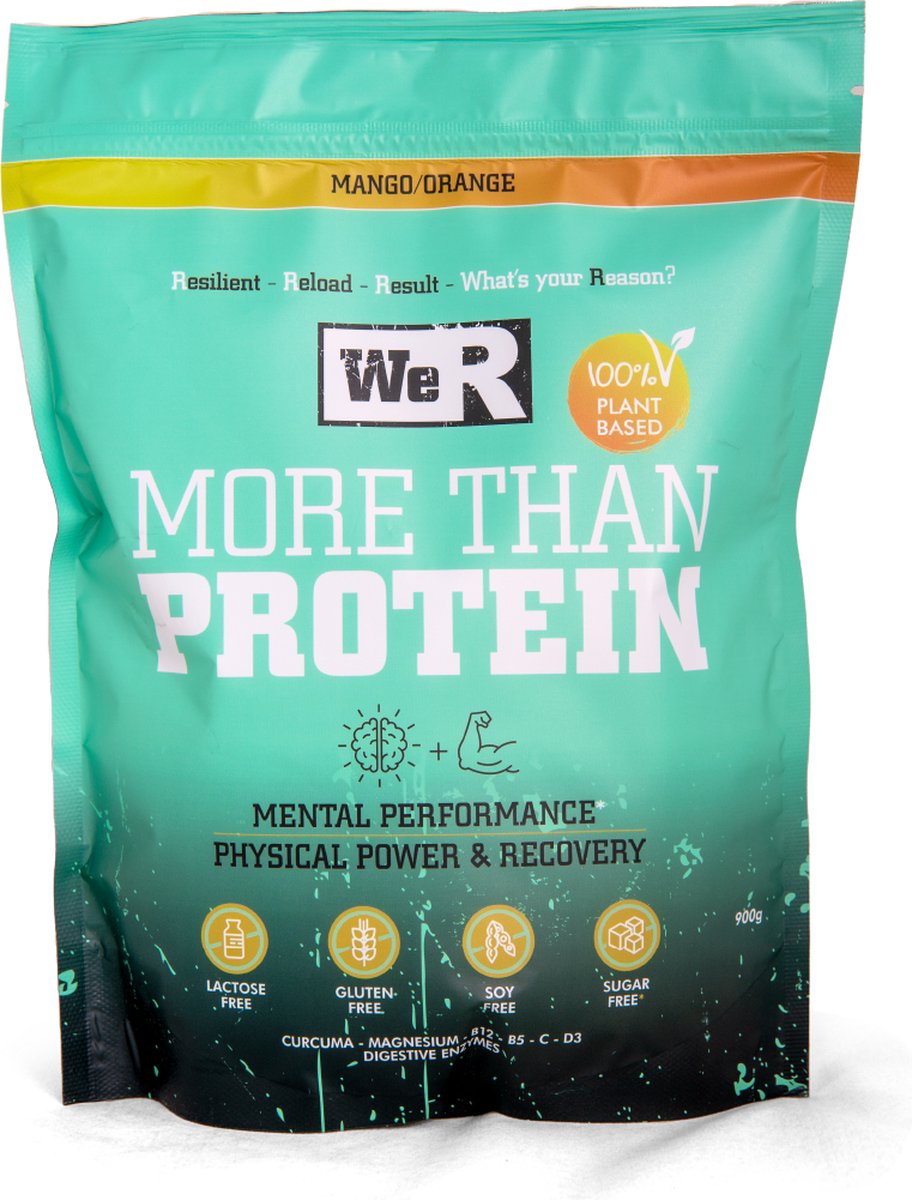 Goedkoopste We'R Proteine Poeder - Vegan Proteine Shake - Plantaardige eiwitpoeder - Mango / Orange – 900g (30shakes) – Bio & Vegan - Body & mind