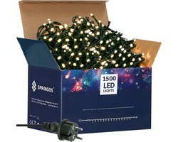 Lumières de Éclairage de Noël Springos | Intérieur & Extérieur | 90 m | 1500 LED | Blanc chaud