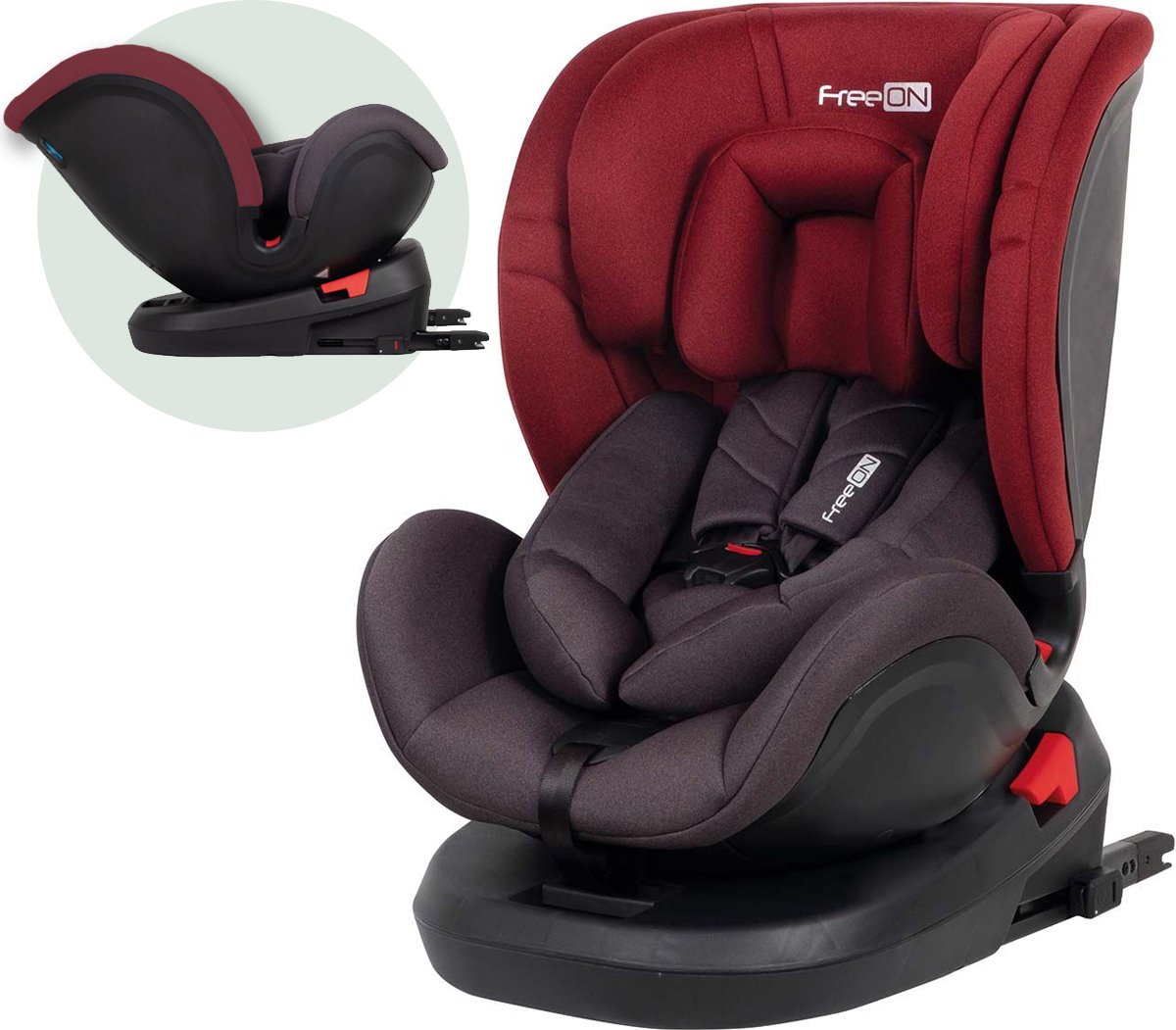 FreeON autostoel Linus 360° met isoFix Rood (0-36kg) - Groep 0-1-2-3 autostoel voor kinderen van 0 tot 12 jaar