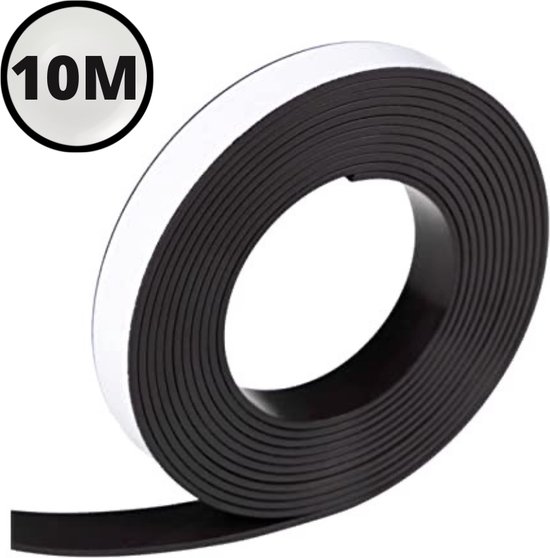 Nassauproducts® - magneetband met plakstrip - 10 meter lang - magneetstrip - magneet tape - zelfklevend - zwart