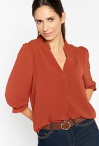 LOLALIZA Blouse met ruches - Roest - Maat 44