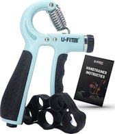 U Fit One Teller Handtrainer 10 tot 60kg - Verstelbare Handgrip - Handknijper - Vingertrainer - Onderarm Grip Trainer - Lichtblauw