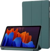 Phreeze Tri-Fold Tablethoesje - Geschikt voor Samsung Galaxy Tablethoes S8 Plus Bookcase - 11 inch - Hoes met Vouwbare Standaard en Pen Opbergvak - Donker Groen
