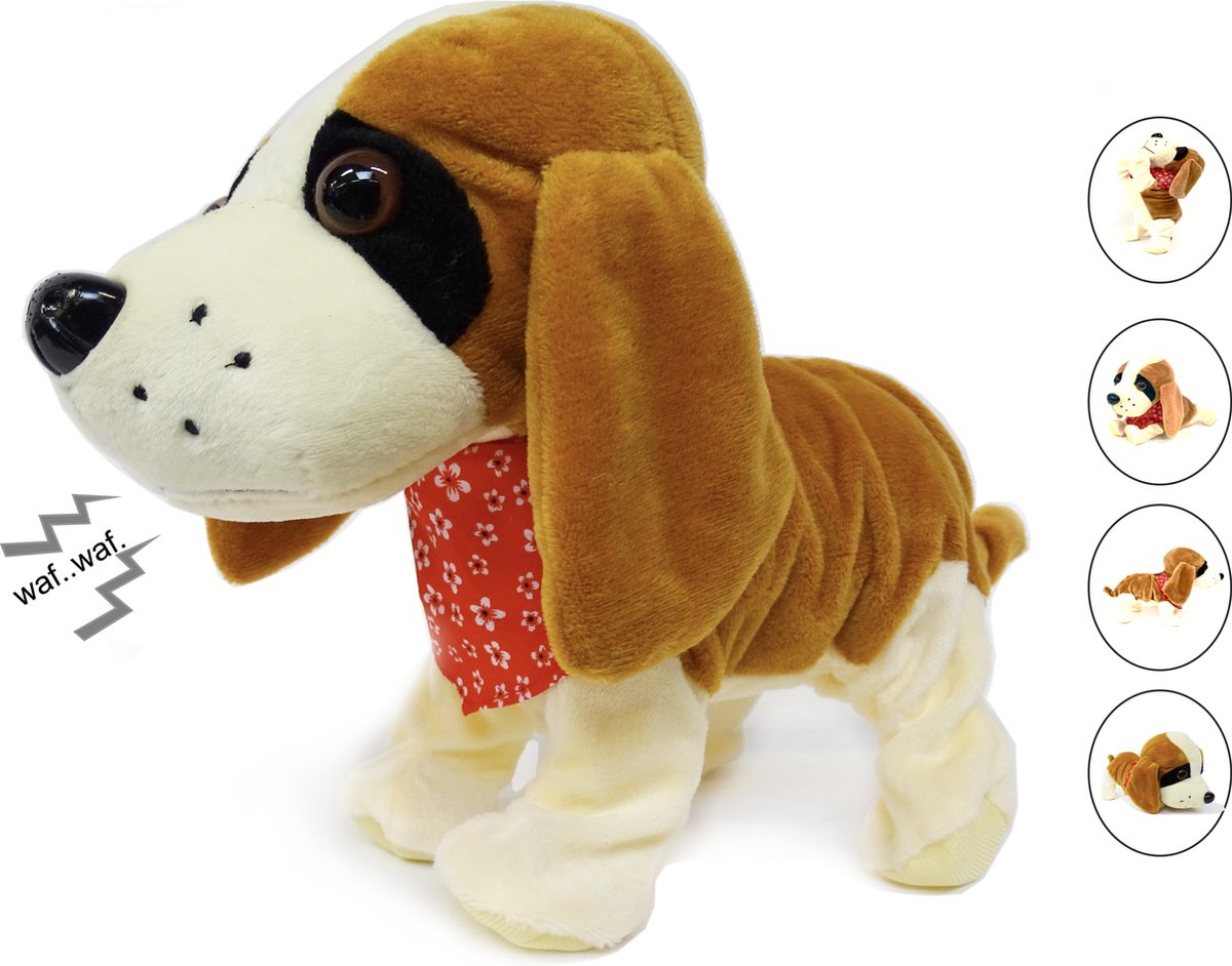 Interactieve Speelgoed Hond - Beagle - Pluchen Knuffel - 7 verschillende kunstjes - Clap dog- 29CM (incl. batterijen) - Merkloos