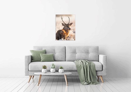 Runa Art Muur Schilderij XXL Winter Hert 200 x 80 cm Blauw 5 Delen - Made in Germany - 004155c
