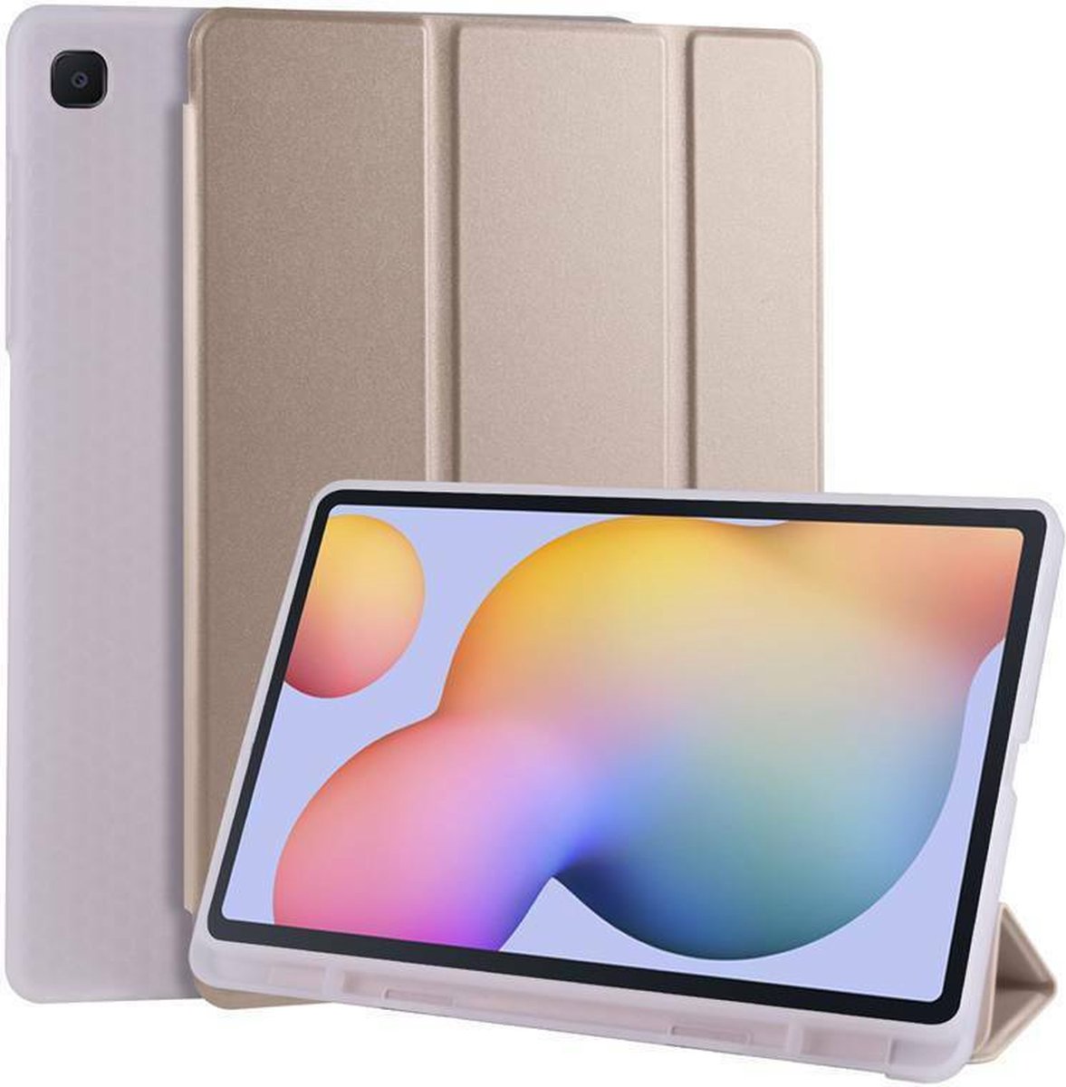 Phreeze Tri-Fold Case - Geschikt voor Samsung Galaxy Tablet S6 Lite (2020/2021/2022) Hoes - Hoesje met Ingebouwde Standaard en Pen Houder - Goud