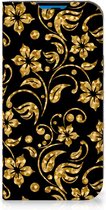 Bookcase Cadeau voor Oma Geschikt voor iPhone 14 Pro Telefoonhoesje Gouden Bloemen