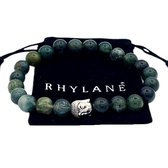Rhylane - Kralen Armband - Mosagaat Natuursteen Groen - Buddha Bedel - 20 cm