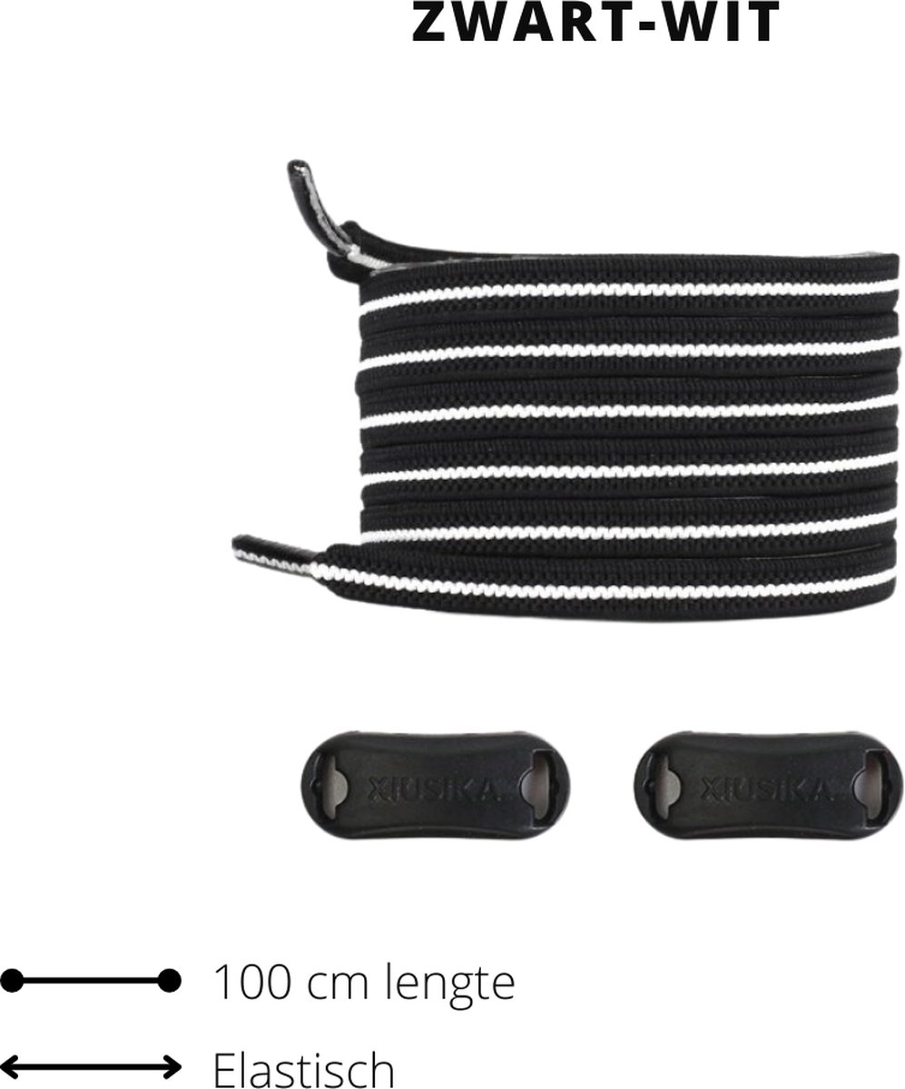 Beste Veters - Veters elastische - Antistrikveters - Veter gesp sluiting - Veters 100 cm - Veters zwart wit