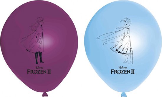 Ballonnen - Frozen - Frozen 2 - 28 cm - 8 stuks - paars / blauw - anna en elsa - prinsessen