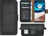 Motorola Moto G42 Hoesje - Bookcase - Moto G42 Hoesje Book Case Wallet Echt Leer Zwart Cover