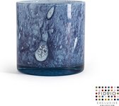 Design Vaas Cilinder - Fidrio PURPLE BLUE - glas, mondgeblazen bloemenvaas - diameter 17 cm hoogte 18 cm