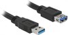 USB naar USB verlengkabel - USB3.0 - tot 2A / zwart - 1,5 meter