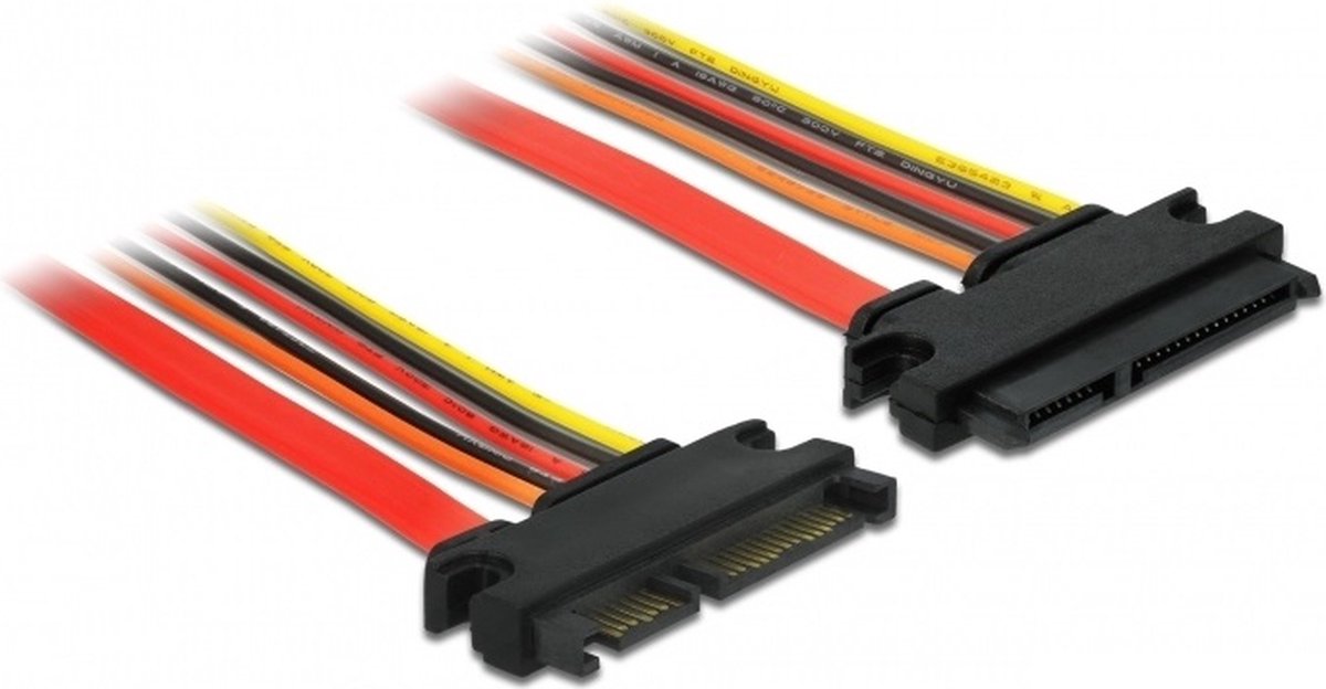SATA data- en voeding verlengkabel - 3,3V + 5V + 12V - SATA600 - 6 Gbit/s - 0,10 meter