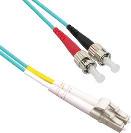 LC - ST Duplex Optical Fiber Patch kabel - Multi Mode OM3 - turquoise / LSZH - 1 meter