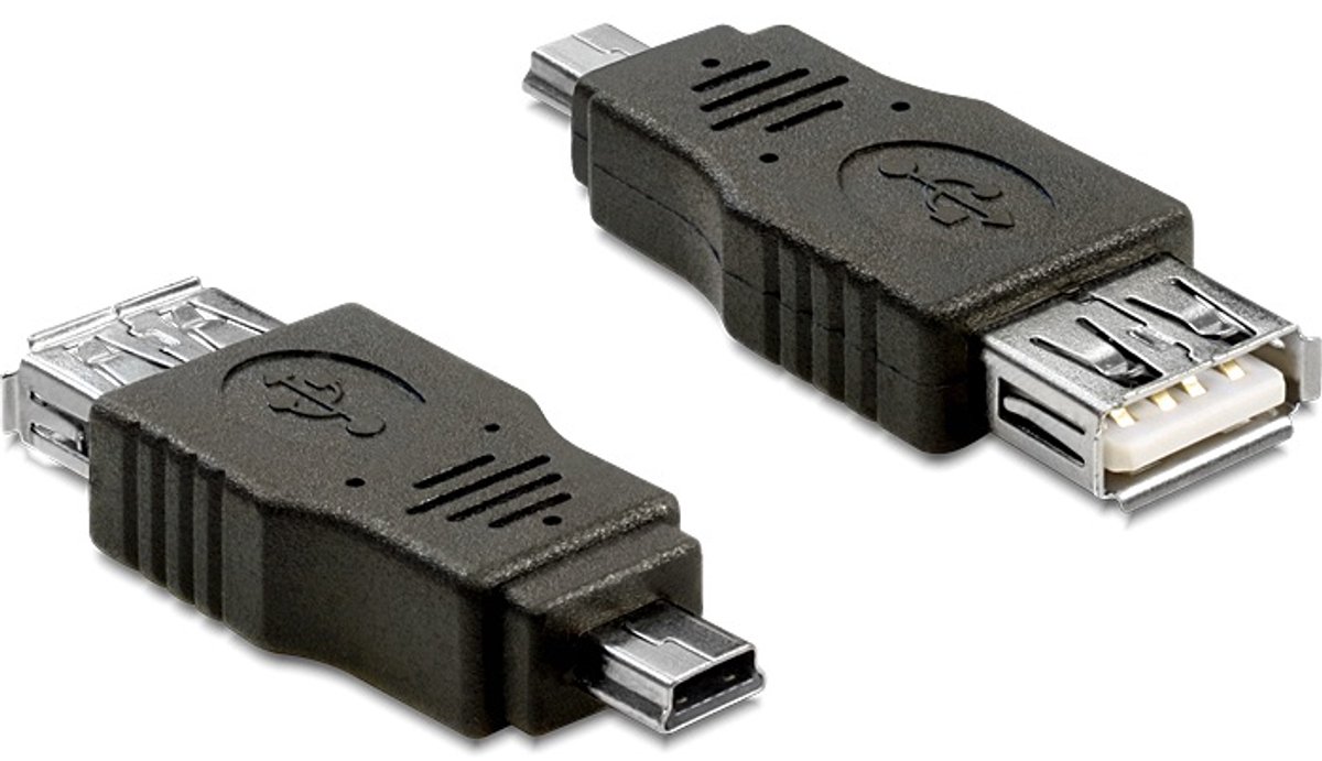 Image of USB Mini B (m) naar USB-A (v) OTG adapter - USB2.0 / zwart