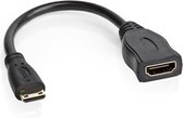 Mini HDMI - HDMI adapter - versie 1.4 (4K 30Hz) / zwart - 0,15 meter