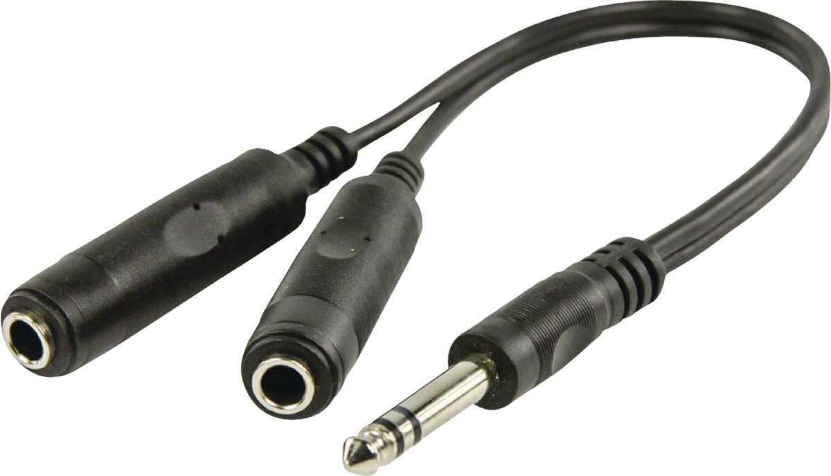 Image of 6,35mm Jack (m) - 2x 6,35mm Jack (v) stereo audio splitter kabel - 0,20 meter