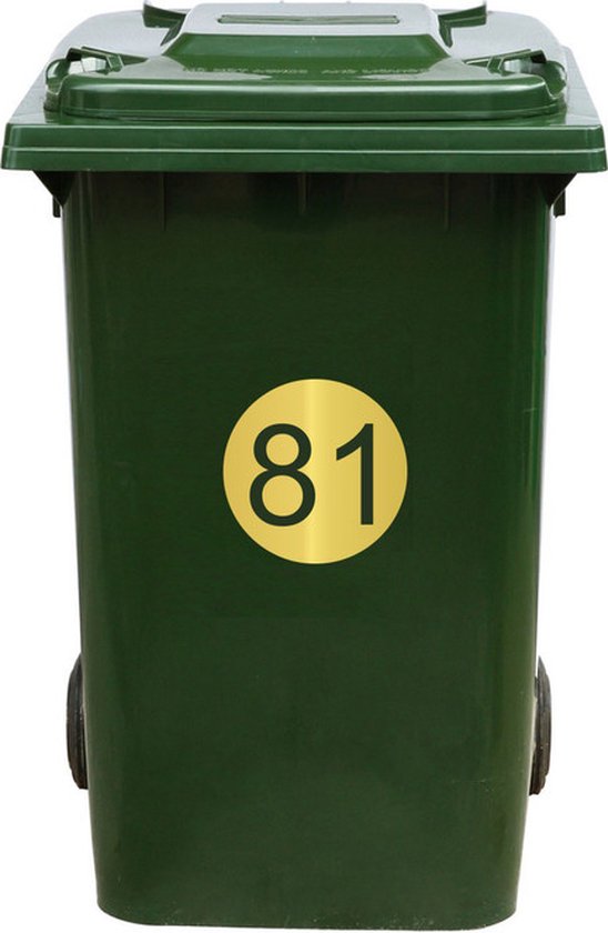 Kliko Sticker / Vuilnisbak Sticker - Nummer 81 - 17 x 17 - Goud