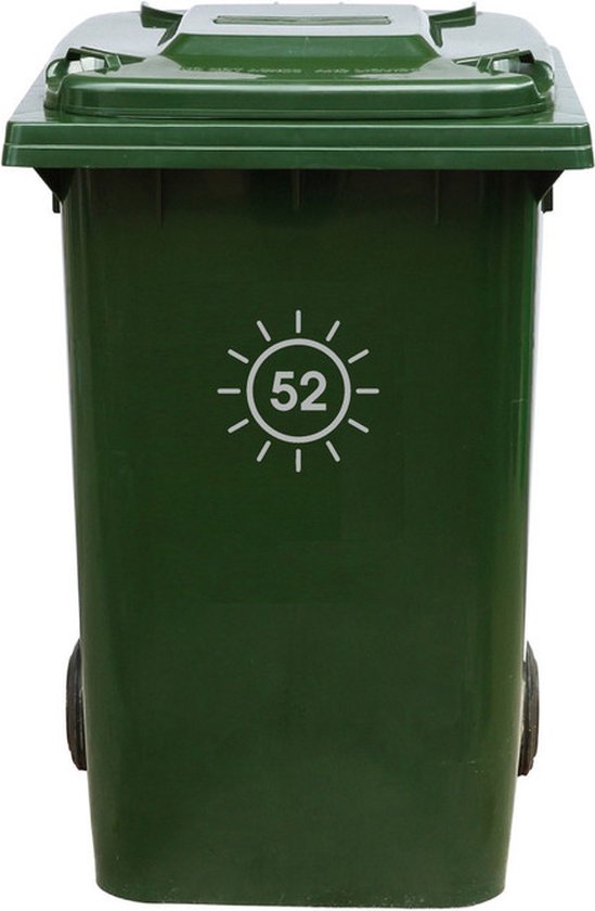 Kliko Sticker / Vuilnisbak Sticker - Zon - Nummer 52 - 16,5x16,5 - Licht Grijs