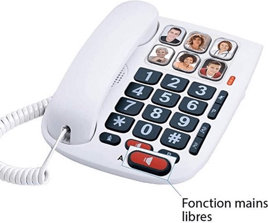 Alcatel TMAX10 Senioren huistelefoon vaste lijn | Met 6 grote fotogeheugen toetsen voor slechtzienden en slechthorenden | Wit