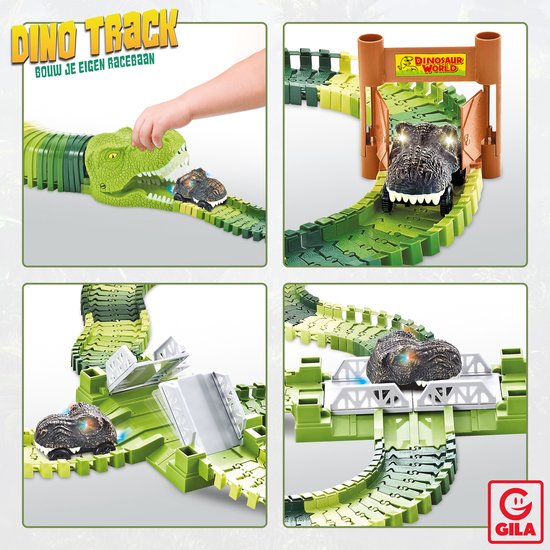 Dinosaurus klimspeelgoed, trappenspeelgoed, dinosaurus-achtbaanspeelgoed met licht en muziek, racebaan, speelgoed, intelligentie, pedagogische puzzel, speelsets voor jongens en meisjes vanaf 3 jaar