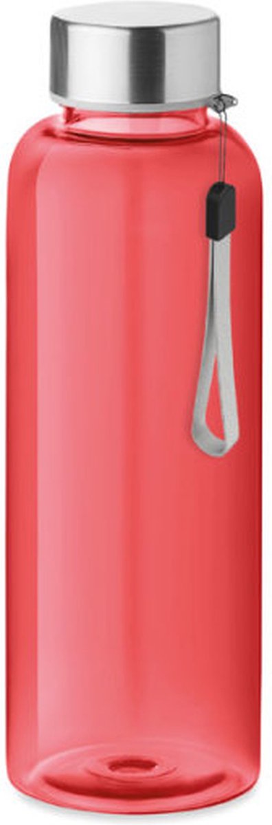 Drinkfles Waterfles transparant Rood van RPET - PER 2 VERPAKT | Dop van roestvrijstaal. 500ml