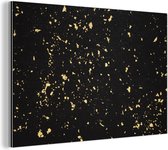 Wanddecoratie Metaal - Aluminium Schilderij Industrieel - Gouden vlokken op een zwarte achtergrond - 60x40 cm - Dibond - Foto op aluminium - Industriële muurdecoratie - Voor de woonkamer/slaapkamer