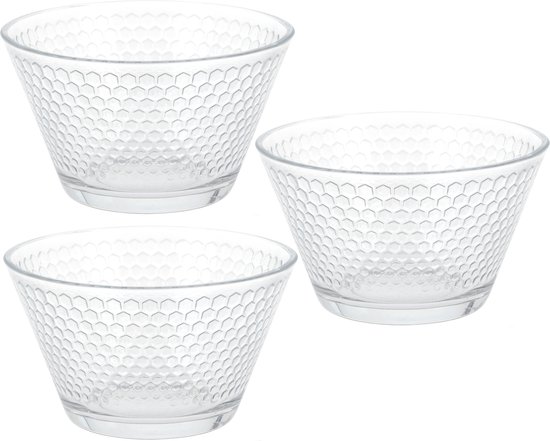 6x Salade/snack schaaltjes van glas 11 cm 330 ml - Saladekommetjes/schaaltjes - Snack/chipskommetjes/schaaltjes