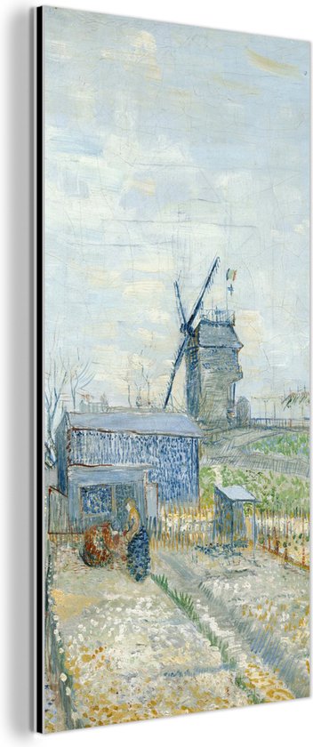 Wanddecoratie Metaal - Aluminium Schilderij Industrieel - Montmartre: molens en moestuinen - Vincent van Gogh - 20x40 cm - Dibond - Foto op aluminium - Industriële muurdecoratie - Voor de woonkamer/slaapkamer