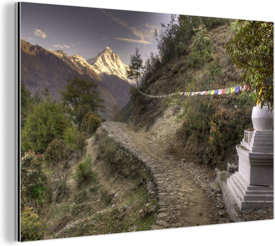 Wanddecoratie Metaal - Aluminium Schilderij Industrieel - Zonsopgang aan Mount Everest in Nepal - 90x60 cm - Dibond - Foto op aluminium - Industriële muurdecoratie - Voor de woonkamer/slaapkamer