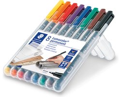 STAEDTLER Lumocolor F permanent pen - Box 8 kleuren