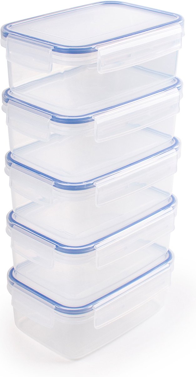 Sunware Club Cuisine diepvriesbakjes 0.9L - Set van 5 - 18.5x13x7 cm