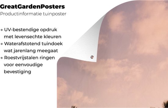 Tableau jardin - Palmier - Tropical - Ciel - Feuilles - 120x180 cm - Décoration de jardin jardin - Toile jardin - Affiche extérieure