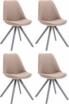 CLP Toulouse Set van 4 stoelen - Rond - Stof taupe grijs