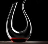 Luxwine - Decanteer karaf wijn - Wijnkaraf - 1.5L - Luxe karaf - Incl. 1000 Schoonmaakparels - Decanter - Decanteer karaf - Wijnkaraf - Wijn decanteerder - Wijn accessoires - U-vorm - Kristal glas - Cadeau