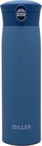 Diller thermosfles - drinkfles - dubbelwandige thermosfles - vacuum fles - handig sluitsysteem - roestvrij staal - 450 ML - blauw