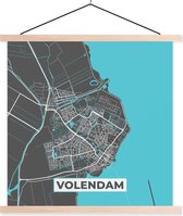 Porte-affiche avec affiche - Affiche scolaire - Volendam - Carte - Plan d'étage - Plan de la ville - 120x120 cm - lattes vierges