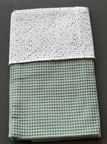 baby deken kinderwagen deken wieg deken oud groen stippen 60 x 90 cm