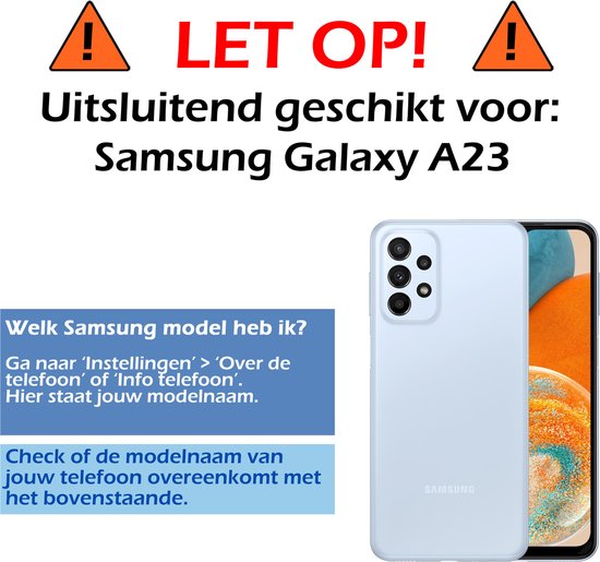 Samsung A23 Cover Bookcase Flip Case Book Cover With 2x Screen Protector - Samsung Galaxy A23 Cover Book Case - Zwart