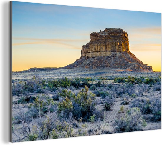 Geweldige oude Ruïne in de vorstige landschap van het Nationaal park Chaco in New Mexico Aluminium 90x60 cm - Foto print op Aluminium (metaal wanddecoratie)
