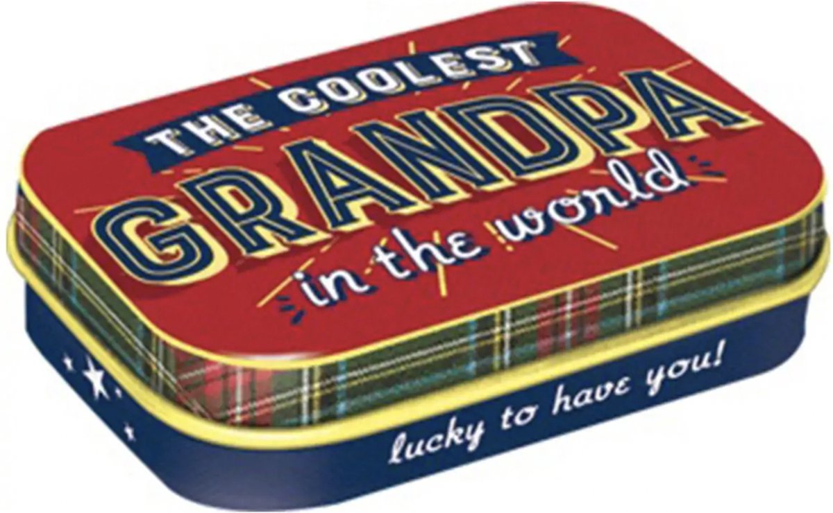 Pepermunt Blik The Coolest Grandpa mint box 4 x 6 cm